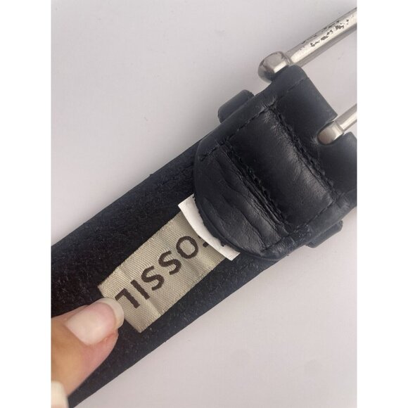 FOSSIL Men's Genuine Leather Black Belt w/Silver Metal Buckle Size 100/40 - Picture 12 of 15